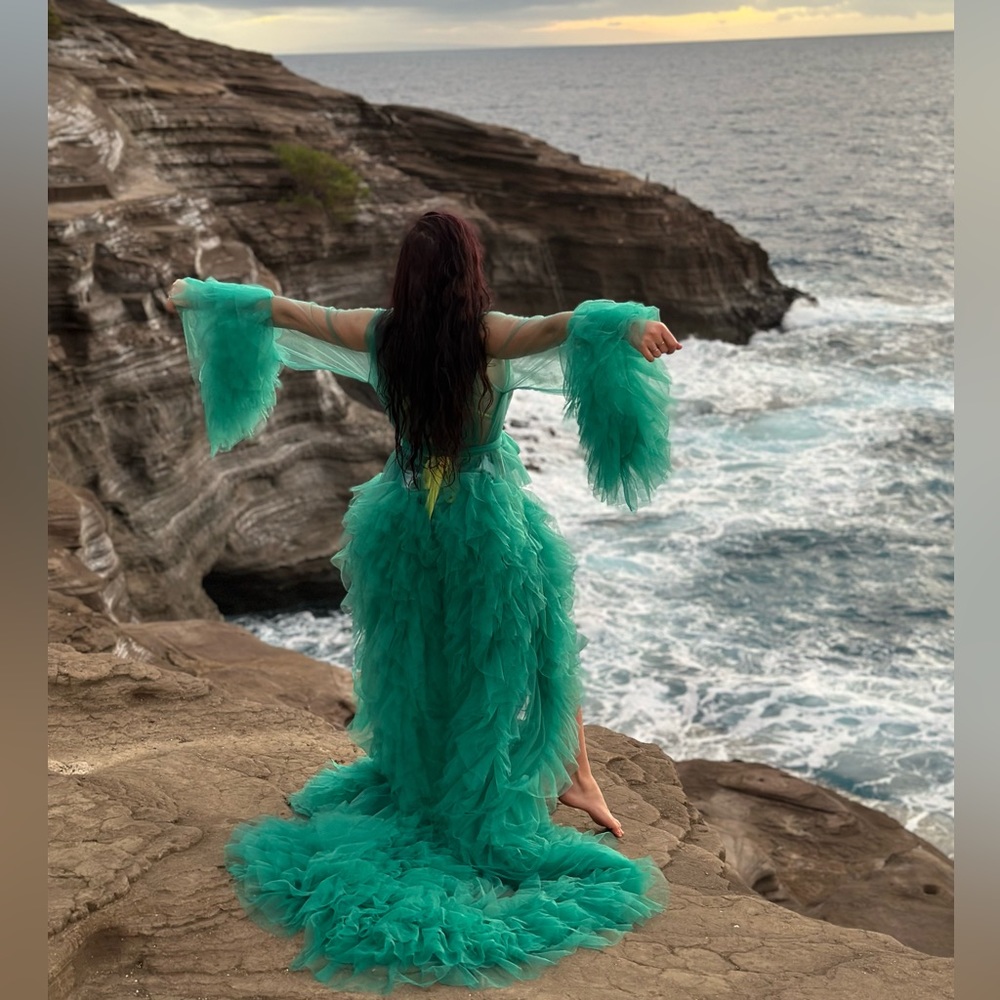 Sheer Tulle Long Robe Gown Dress Photoshoots or Maternity